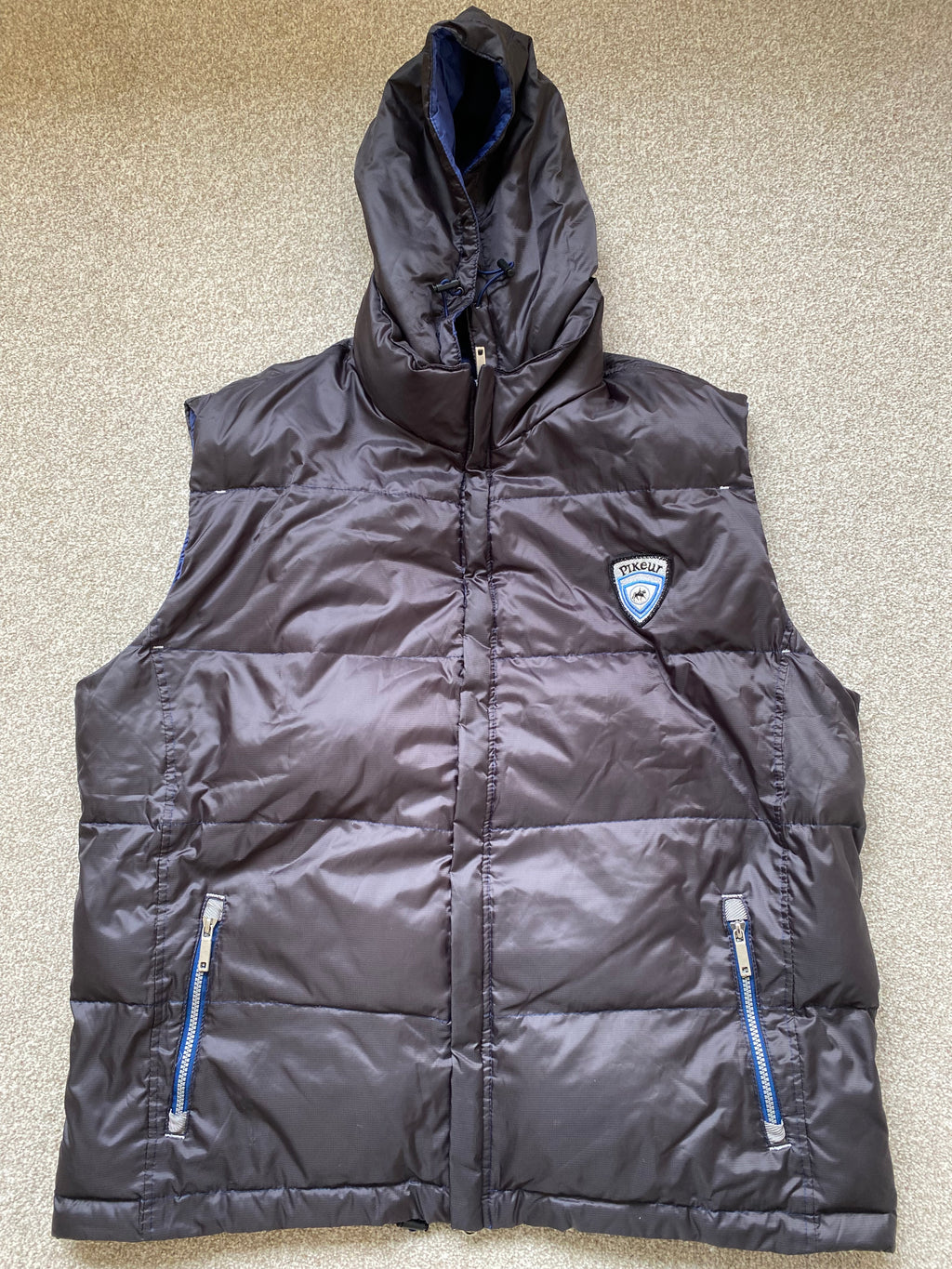 Pikeur Down Filled Hooded Gilet XXL Grey & Blue Equestrian Bodywarmer