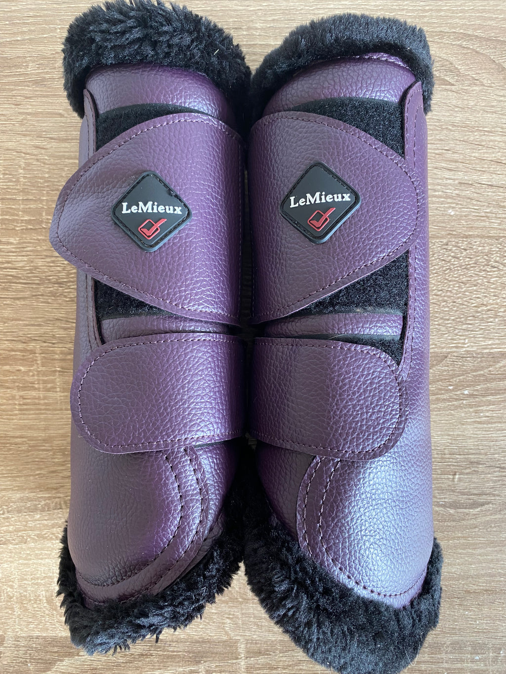 LeMieux Plum Faux Fur Hind Boots Large (L) Pair