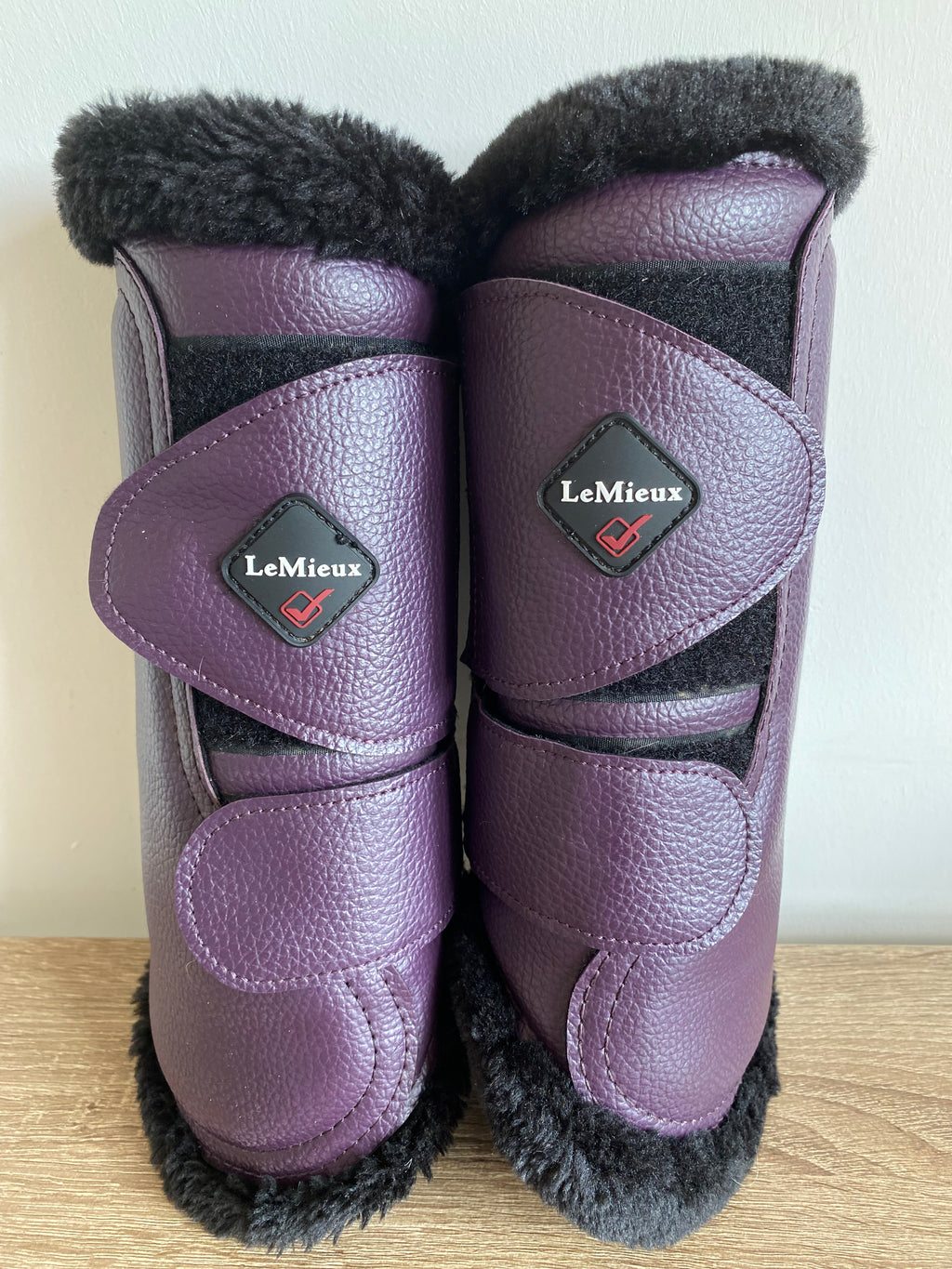 LeMieux Plum Faux Fur Hind Boots Large (L) Pair