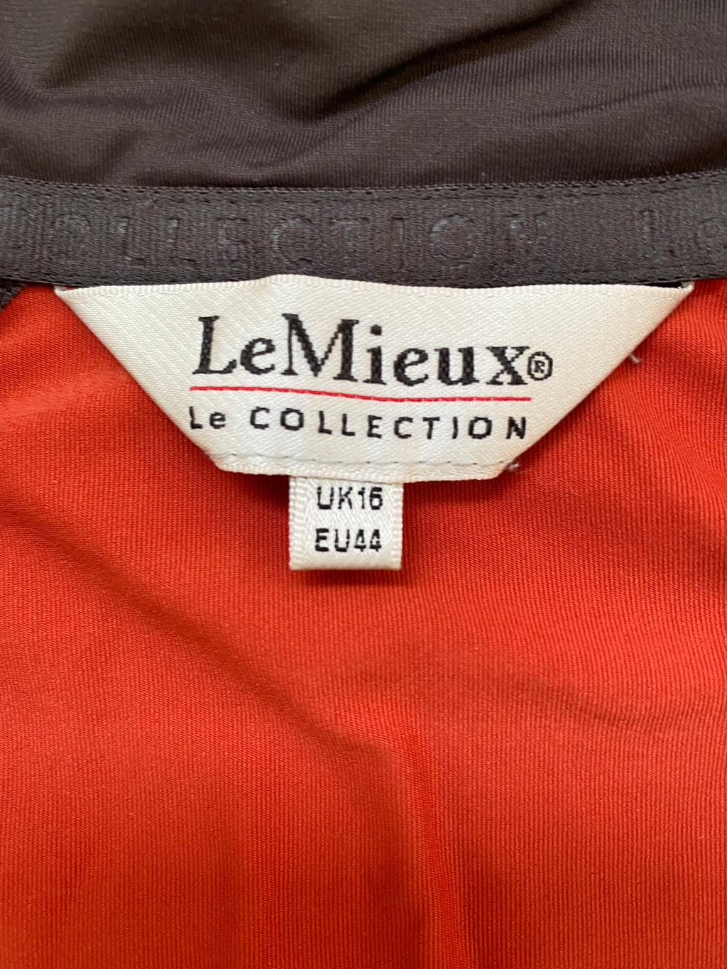 LeMieux Le Collection Base Layer Orange UK 16 EU 44 Long Sleeve 1/4 Zip