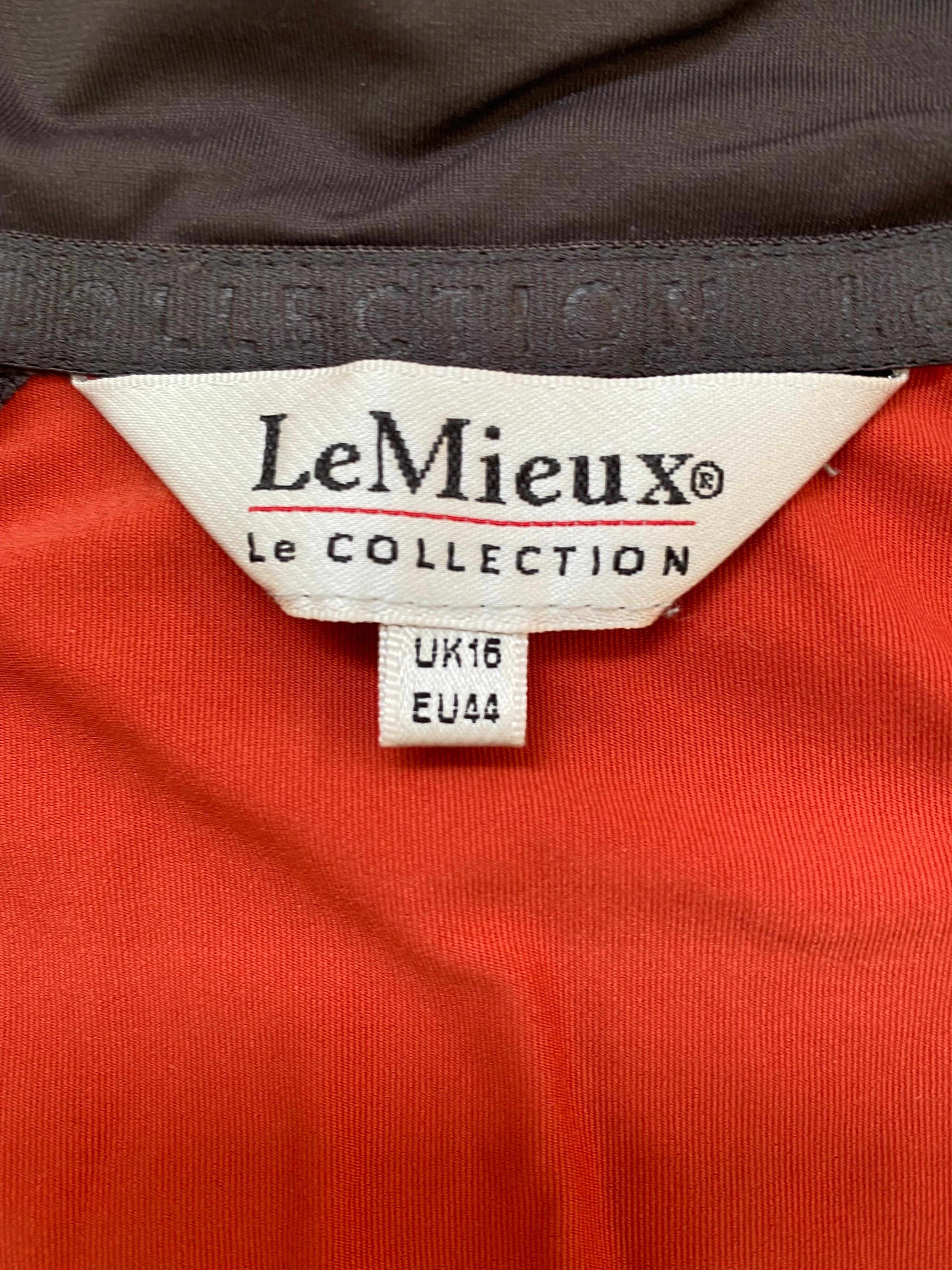 LeMieux Le Collection Base Layer Orange UK 16 EU 44 Long Sleeve 1/4 Zip