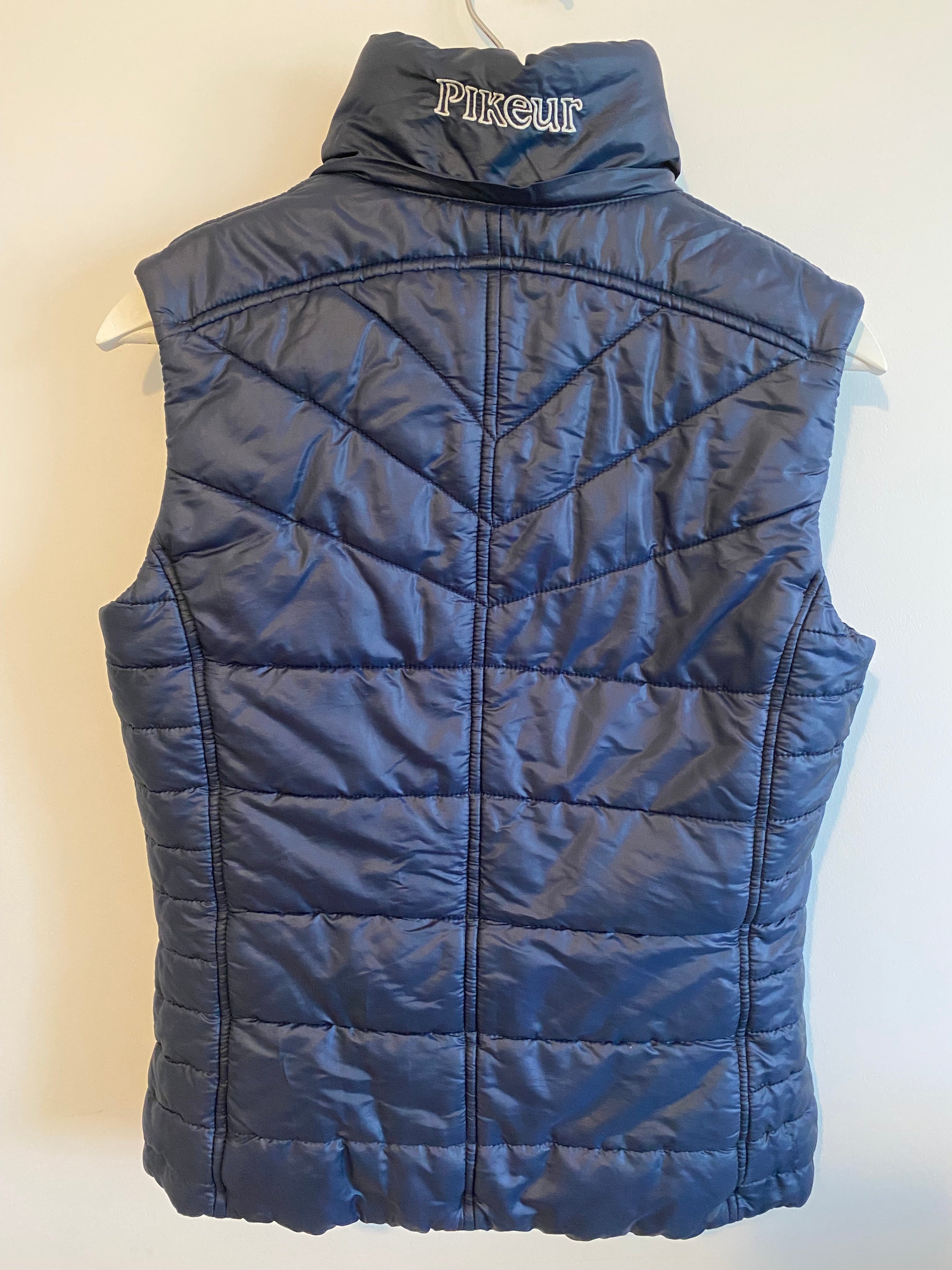 Pikeur Naira Ladies Quilted Riding Gilet Navy UK 8 EU 36 Detachable Faux Fur Hood
