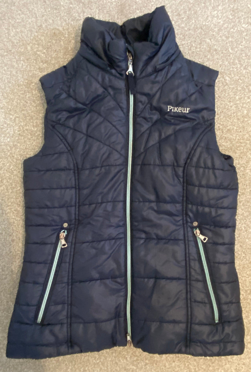 Pikeur Naira Ladies Quilted Riding Gilet Navy UK 8 EU 36 Detachable Faux Fur Hood