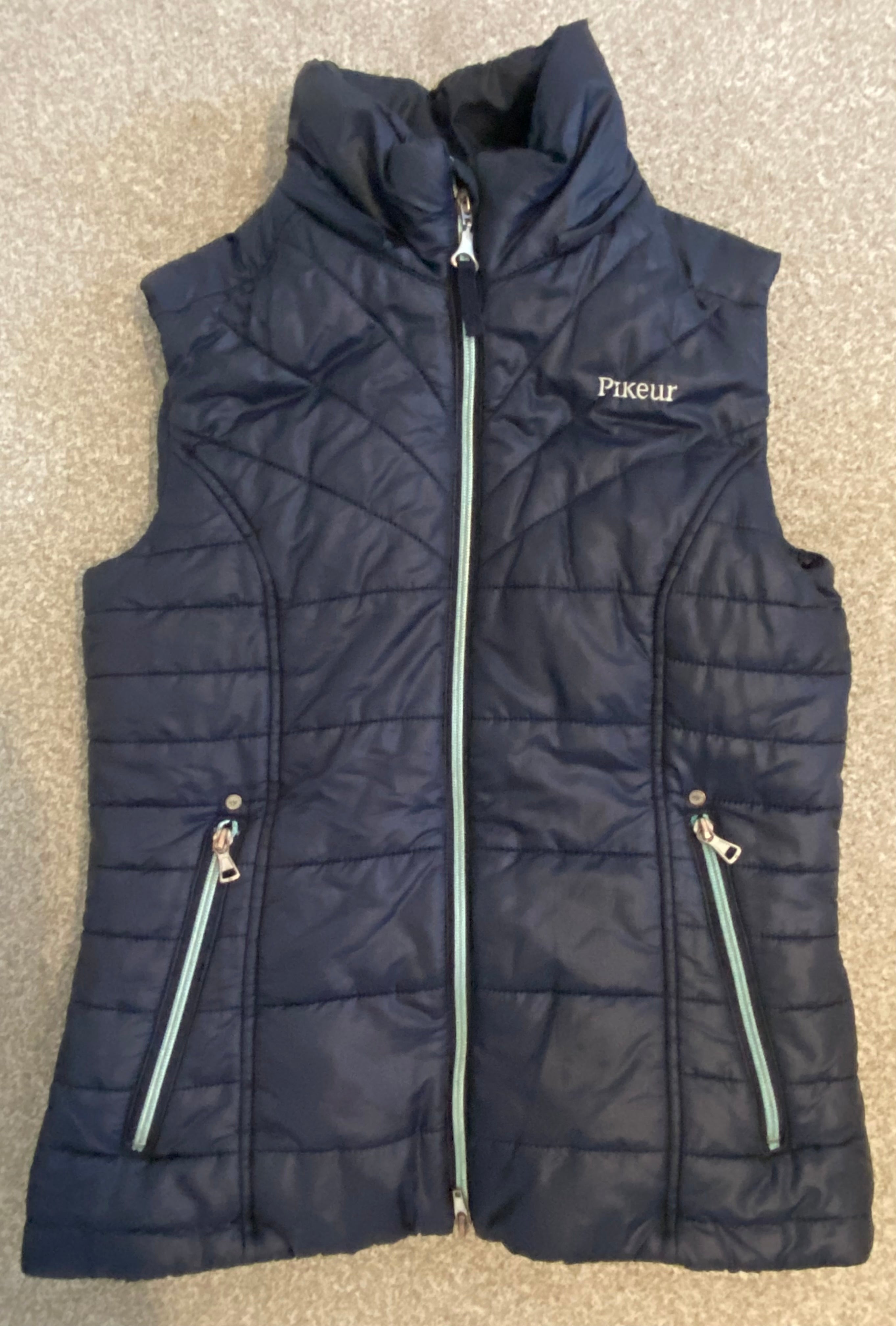 Pikeur Naira Ladies Quilted Riding Gilet Navy UK 8 EU 36 Detachable Faux Fur Hood