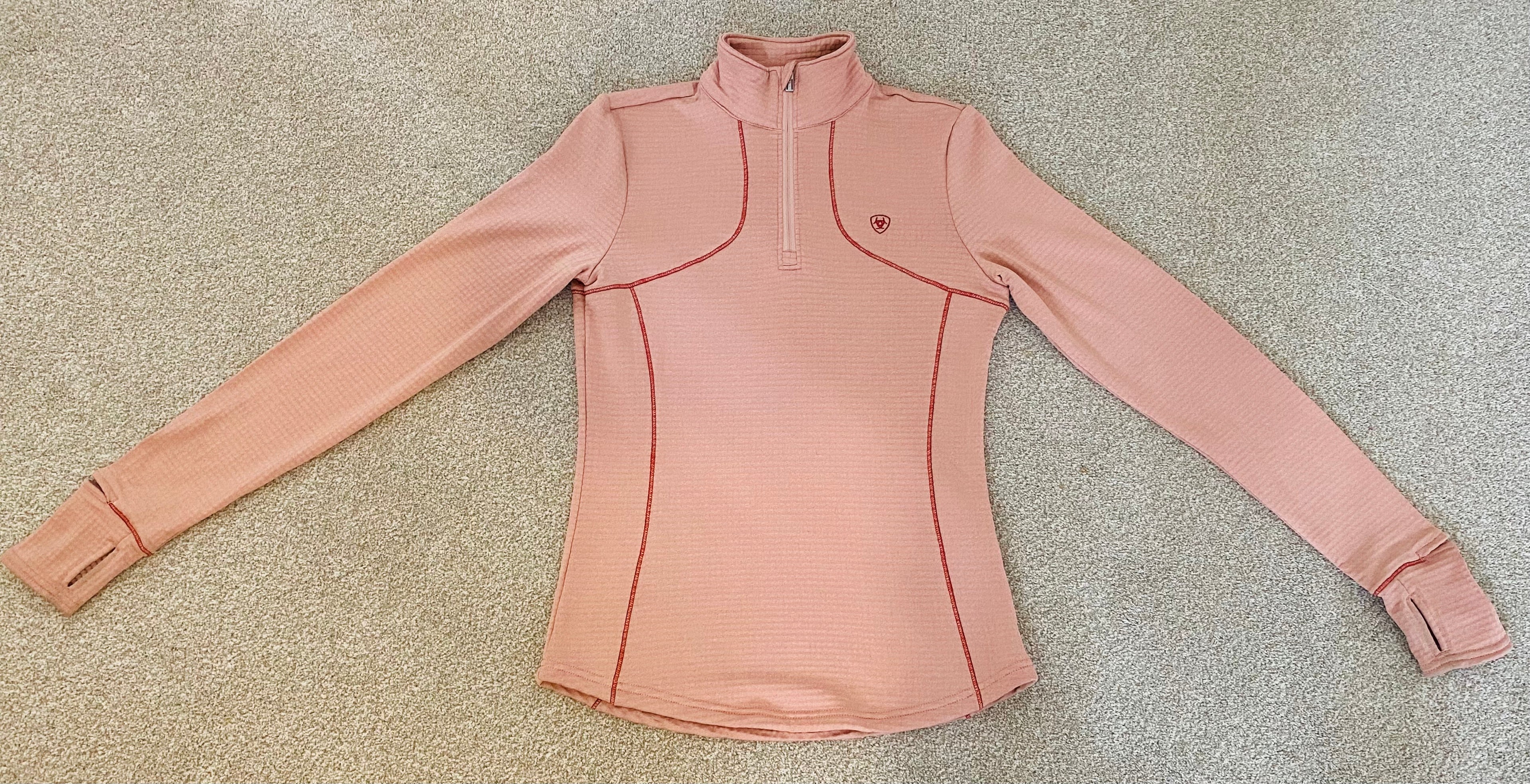 Ariat Gridwork 1/2 Zip Long Sleeve Base Layer Top Pink Womens XS AriatTEK
