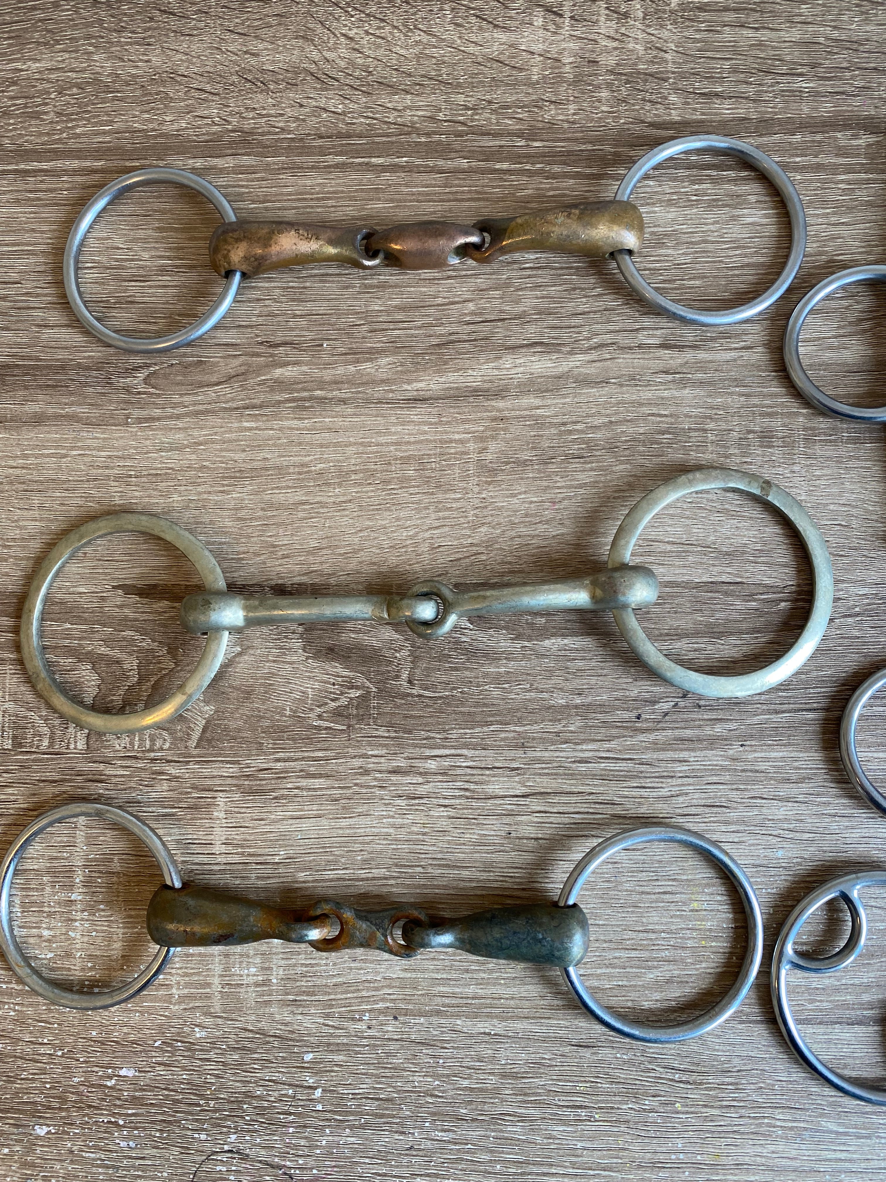 Mixed Horse Bit Bundle x6 Snaffle Pelham Copper Roller Used