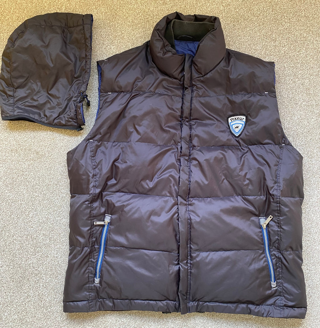 Pikeur Down Filled Hooded Gilet XXL Grey & Blue Equestrian Bodywarmer