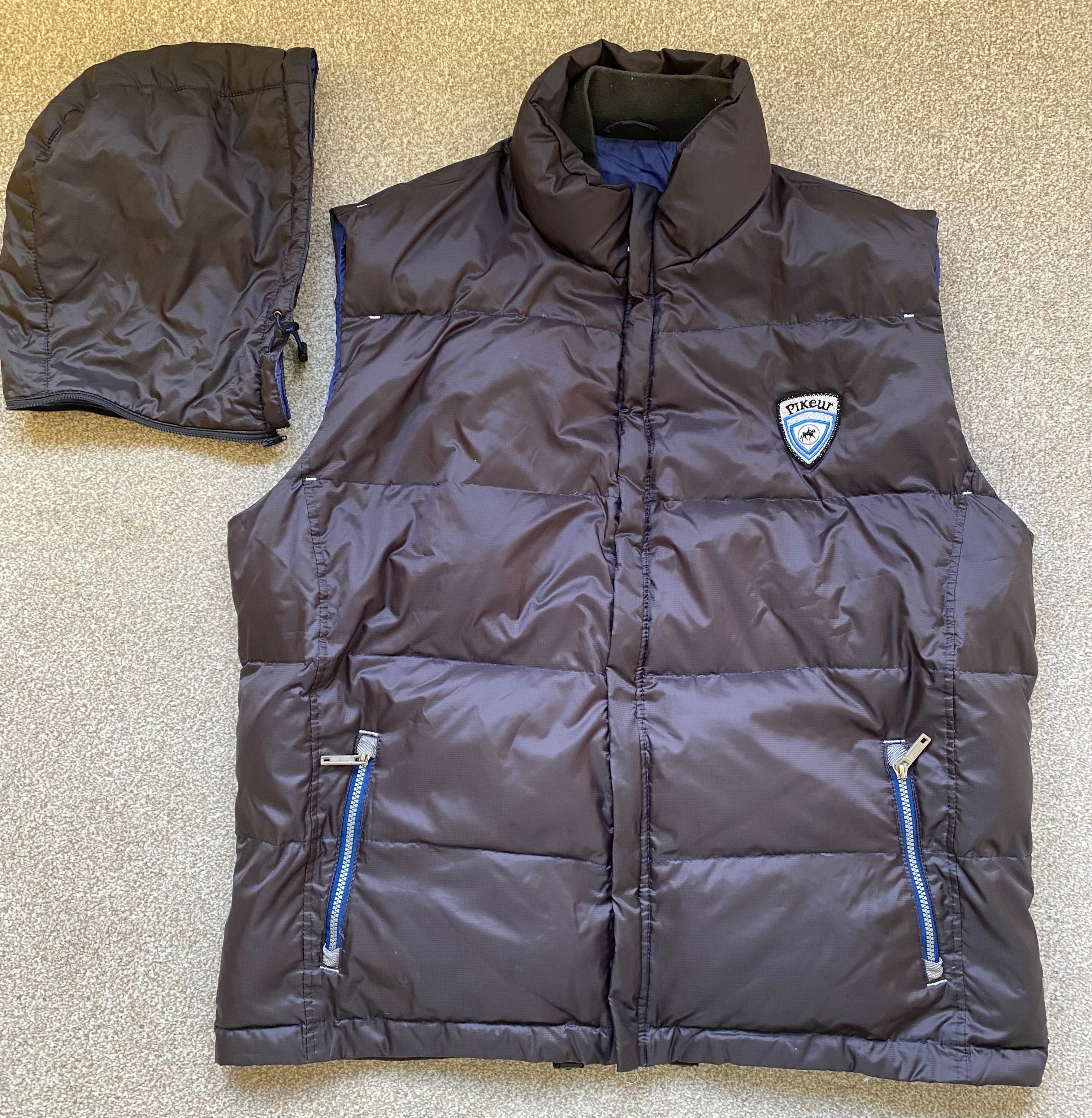 Pikeur Down Filled Hooded Gilet XXL Grey & Blue Equestrian Bodywarmer