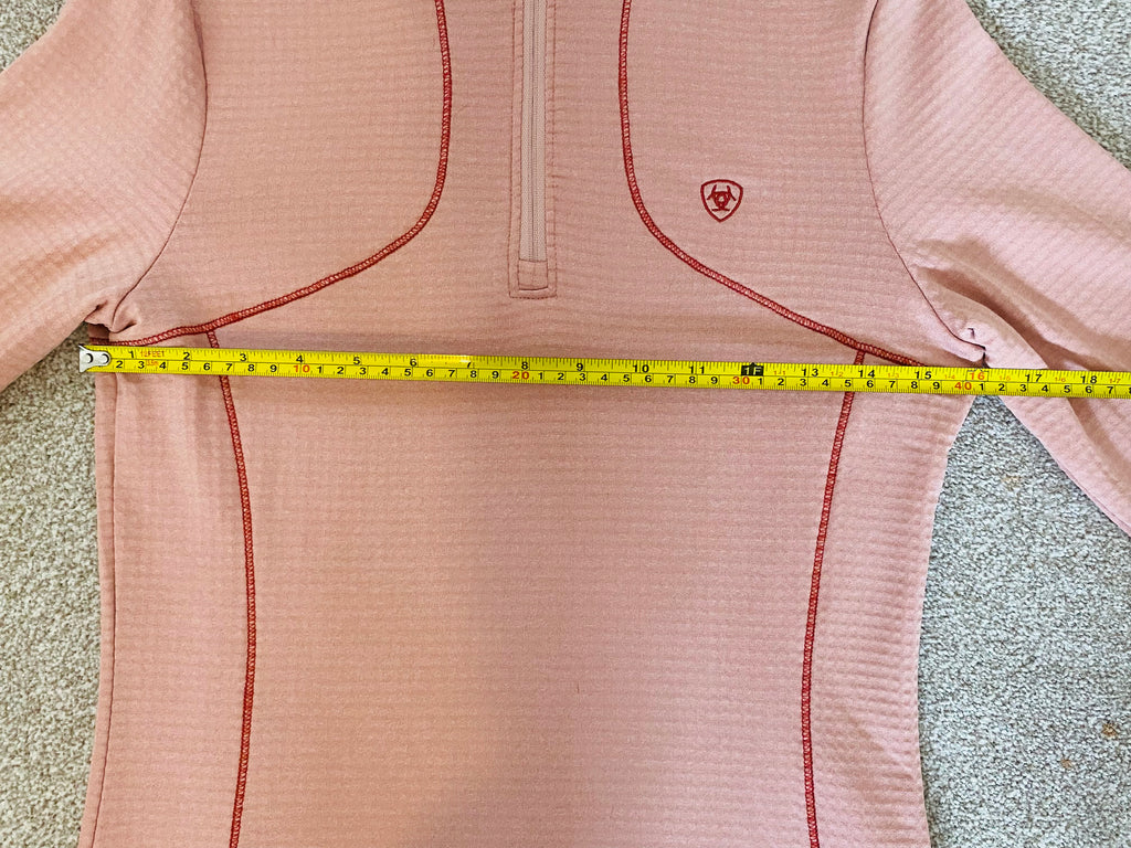 Ariat Gridwork 1/2 Zip Long Sleeve Base Layer Top Pink Womens XS AriatTEK