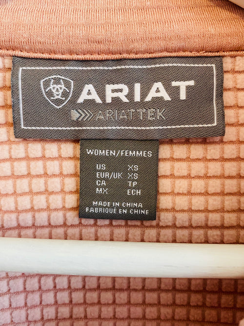 Ariat Gridwork 1/2 Zip Long Sleeve Base Layer Top Pink Womens XS AriatTEK