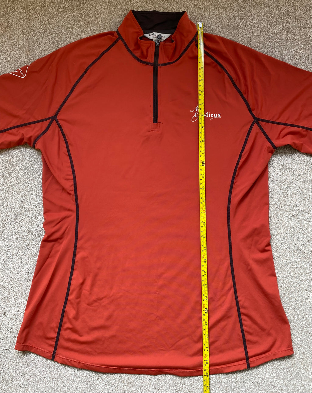 LeMieux Le Collection Base Layer Orange UK 16 EU 44 Long Sleeve 1/4 Zip