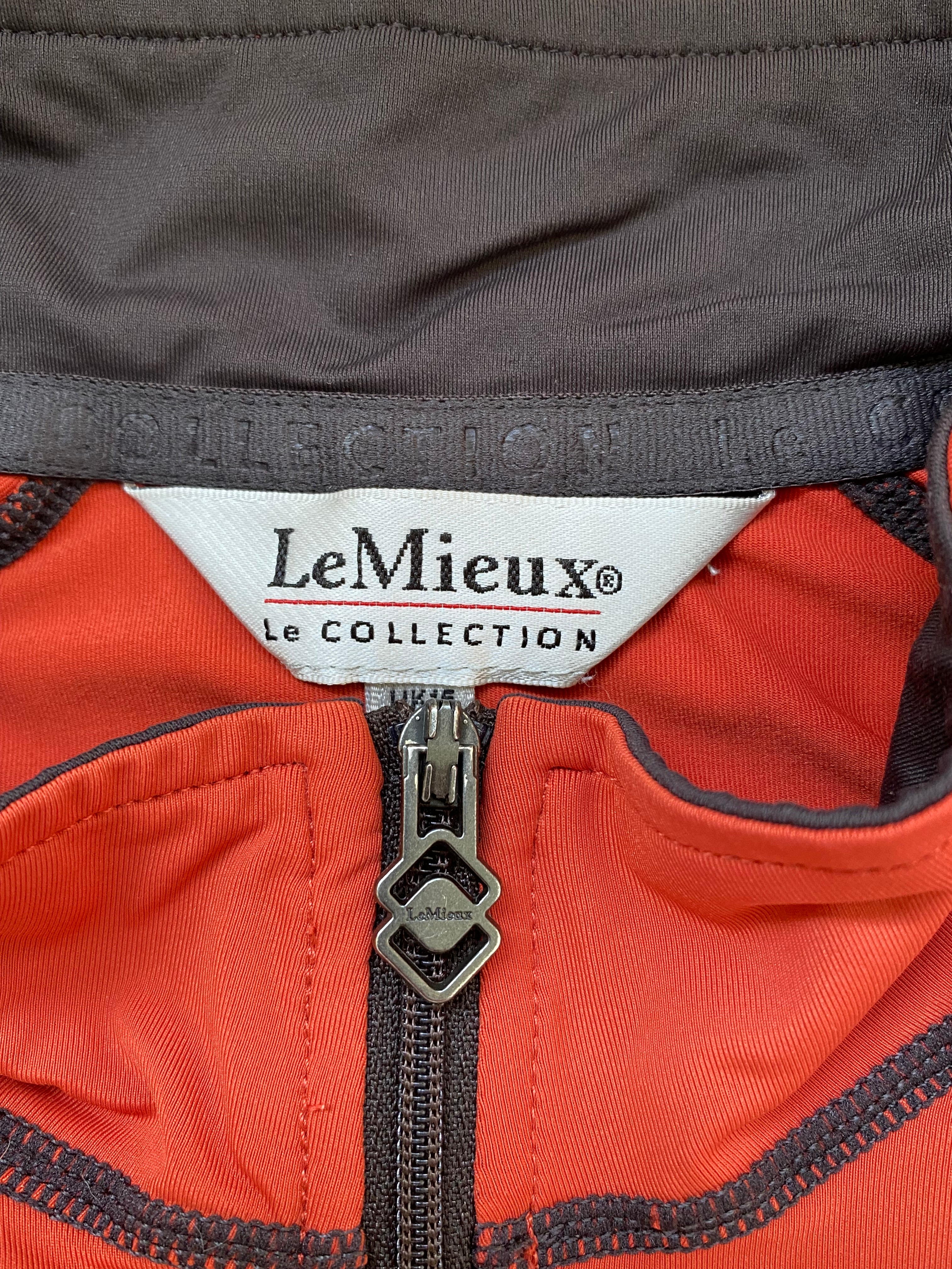 LeMieux Le Collection Base Layer Orange UK 16 EU 44 Long Sleeve 1/4 Zip