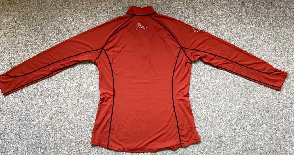 LeMieux Le Collection Base Layer Orange UK 16 EU 44 Long Sleeve 1/4 Zip