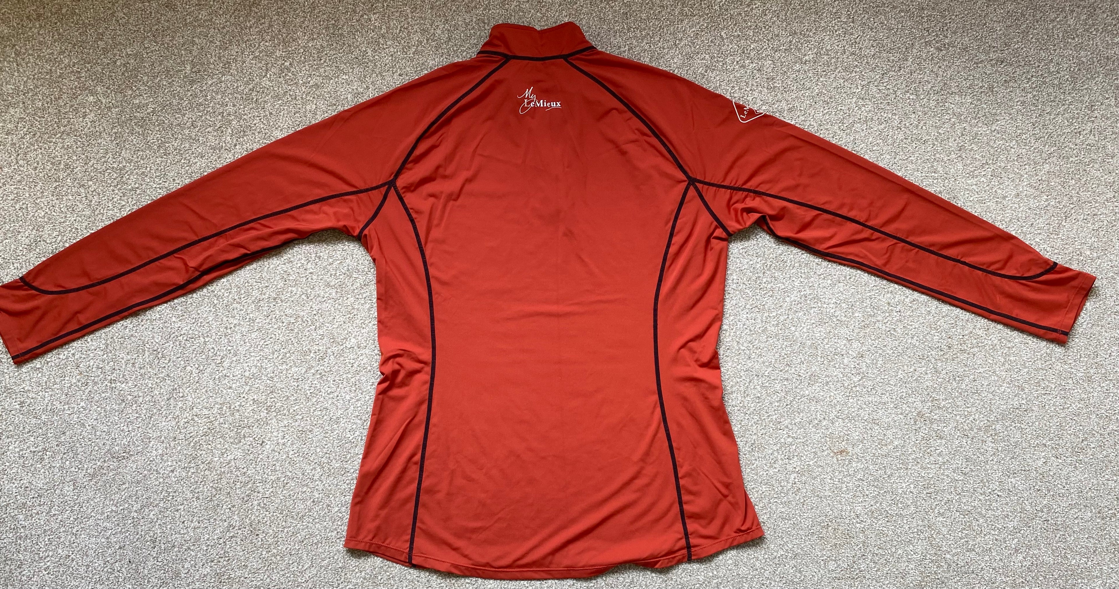 LeMieux Le Collection Base Layer Orange UK 16 EU 44 Long Sleeve 1/4 Zip