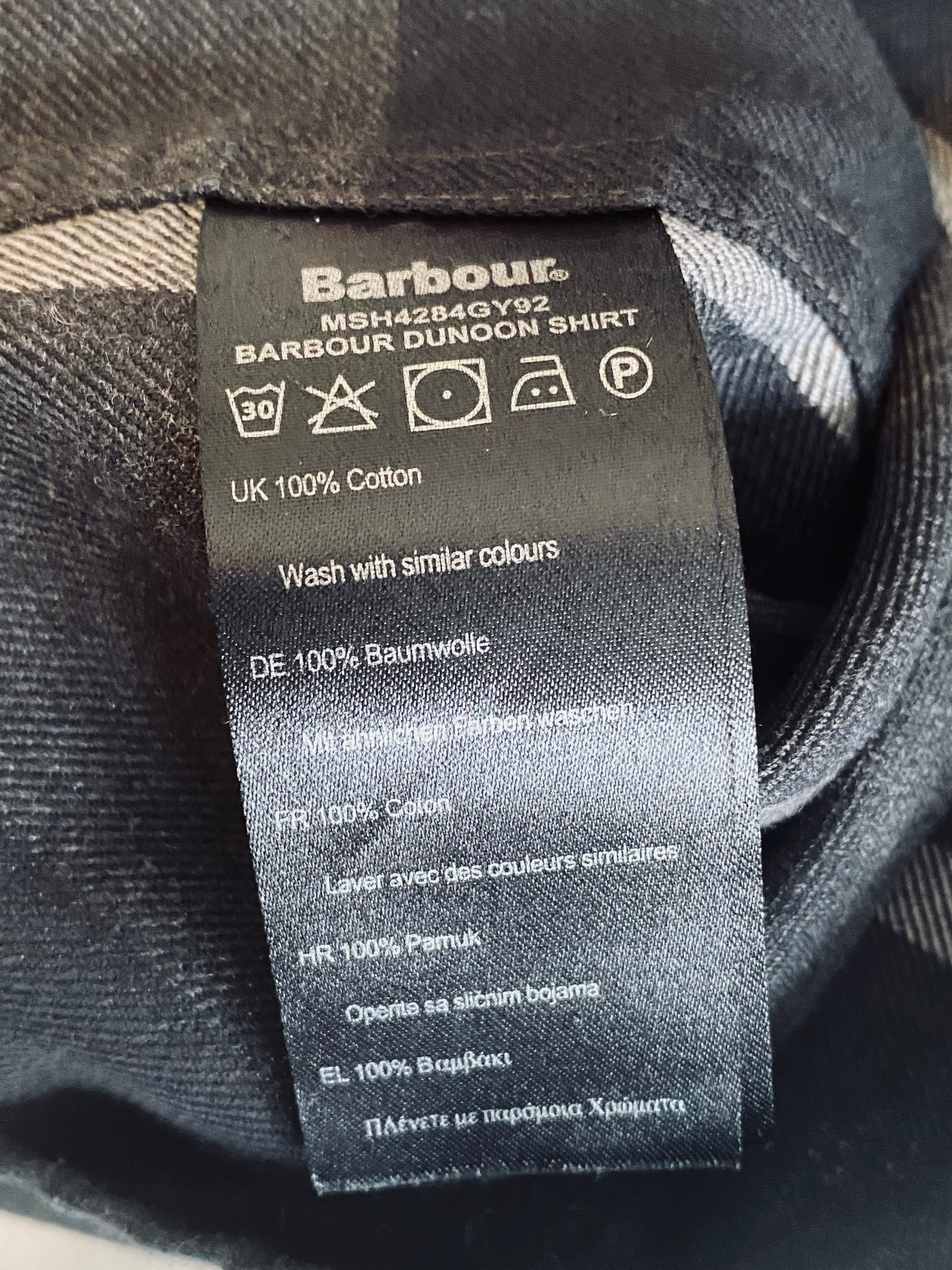 Barbour Dunoon Shirt Grey Check XXXL Tailored Fit Button Down Cotton