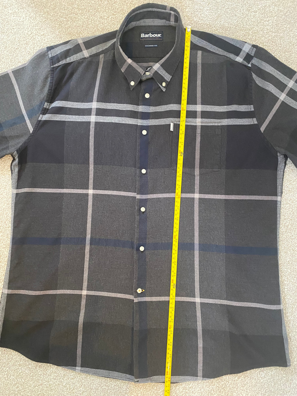 Barbour Dunoon Shirt Grey Check XXXL Tailored Fit Button Down Cotton