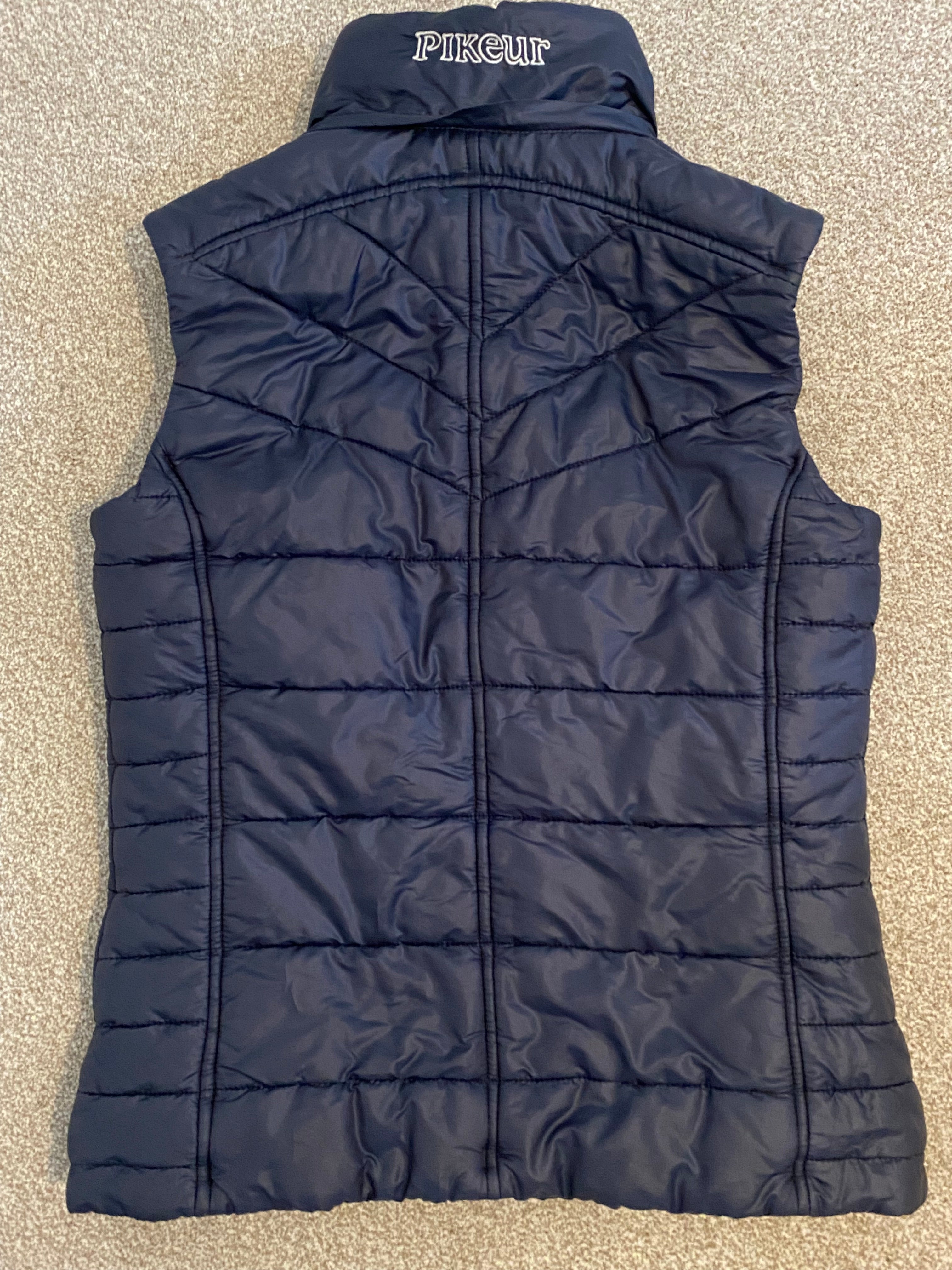 Pikeur Naira Ladies Quilted Riding Gilet Navy UK 8 EU 36 Detachable Faux Fur Hood