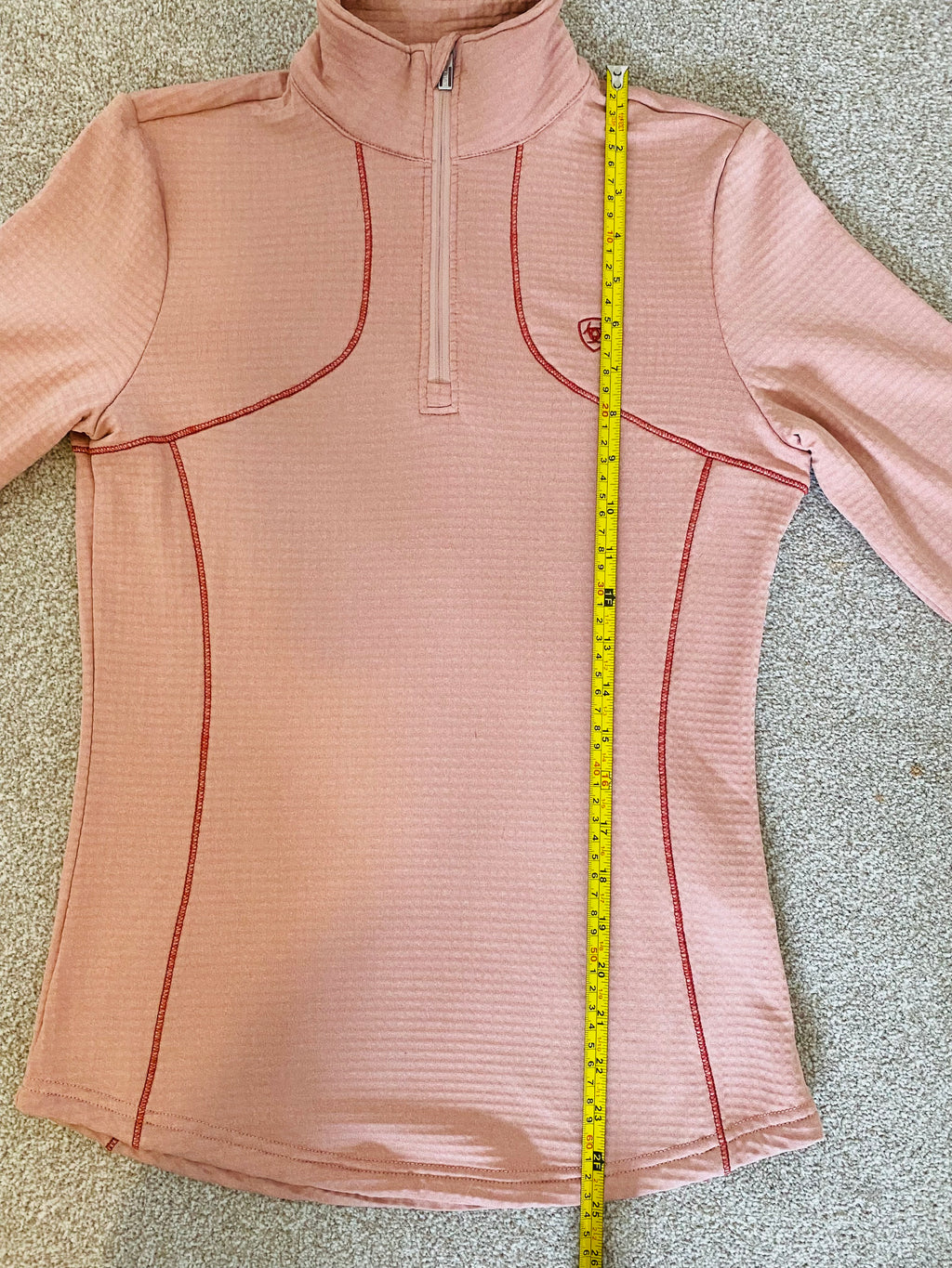 Ariat Gridwork 1/2 Zip Long Sleeve Base Layer Top Pink Womens XS AriatTEK