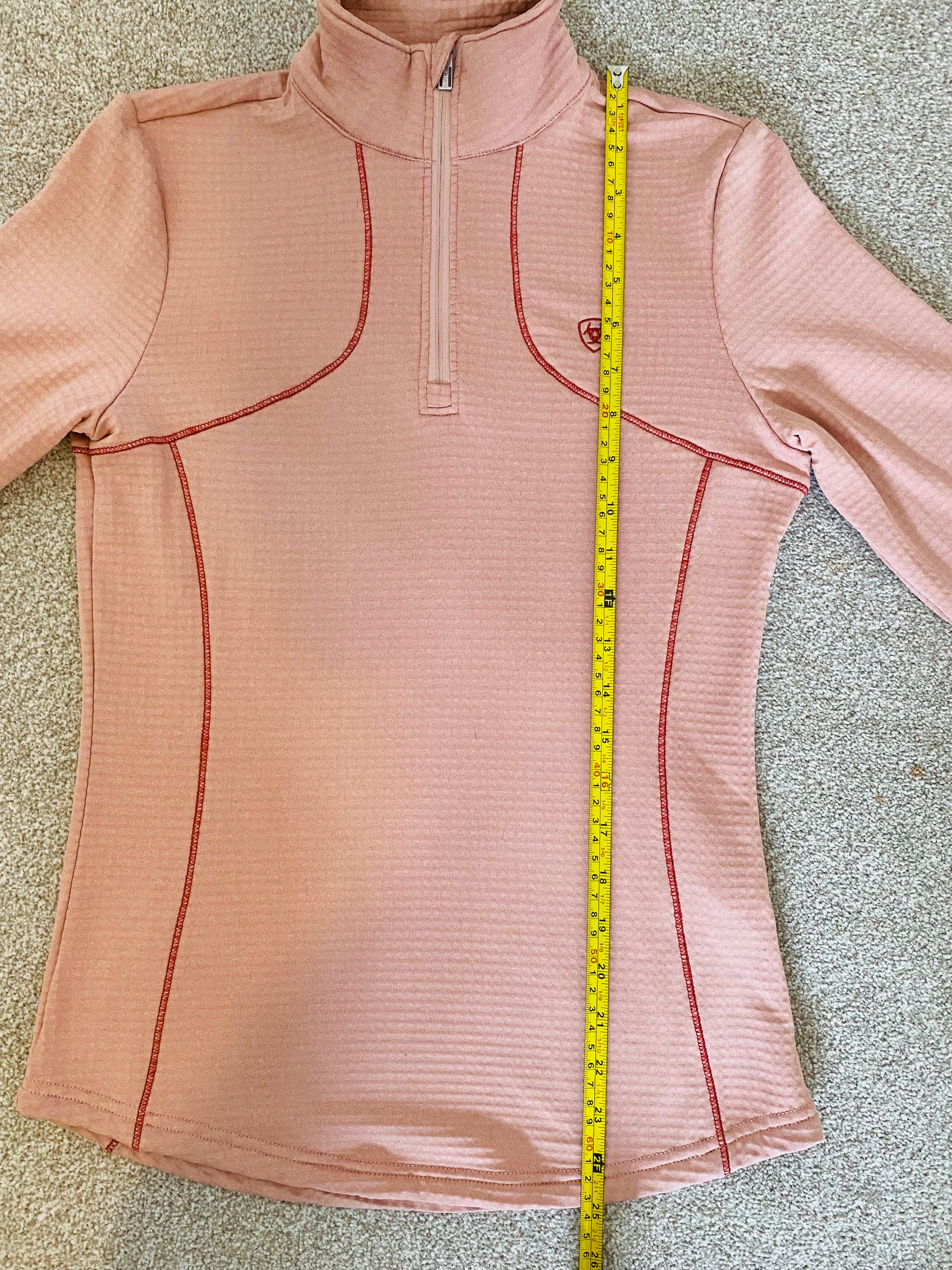 Ariat Gridwork 1/2 Zip Long Sleeve Base Layer Top Pink Womens XS AriatTEK