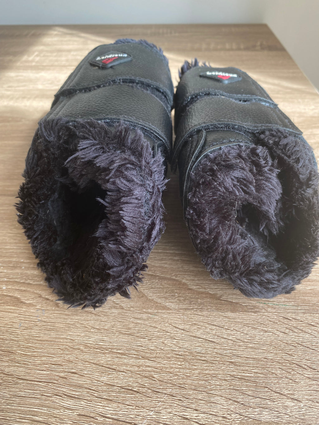 LeMieux Black Fleece Lined Brushing Boots Medium 5/6 Pair Used Horse Pony