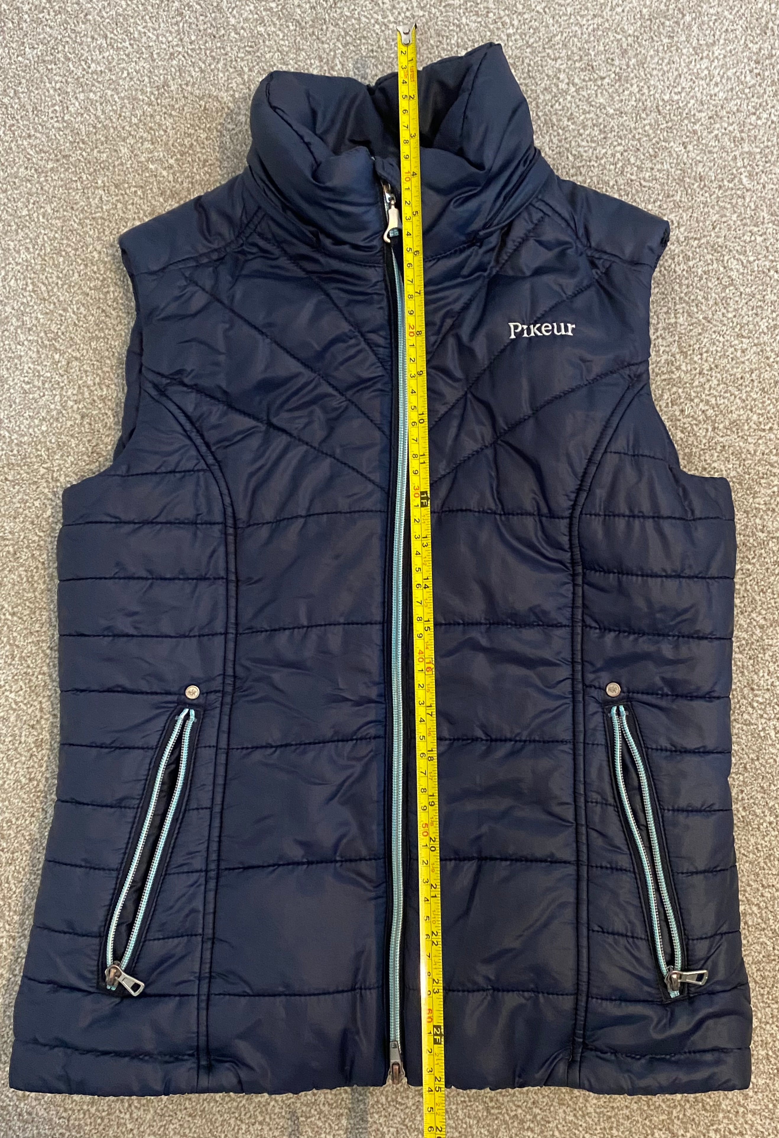 Pikeur Naira Ladies Quilted Riding Gilet Navy UK 8 EU 36 Detachable Faux Fur Hood
