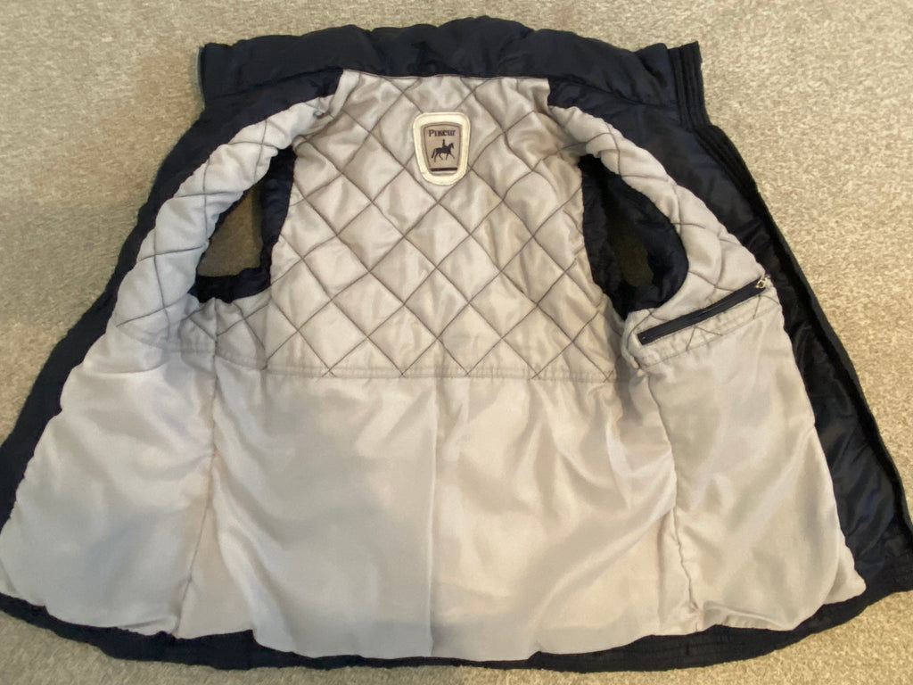 Pikeur Naira Ladies Quilted Riding Gilet Navy UK 8 EU 36 Detachable Faux Fur Hood