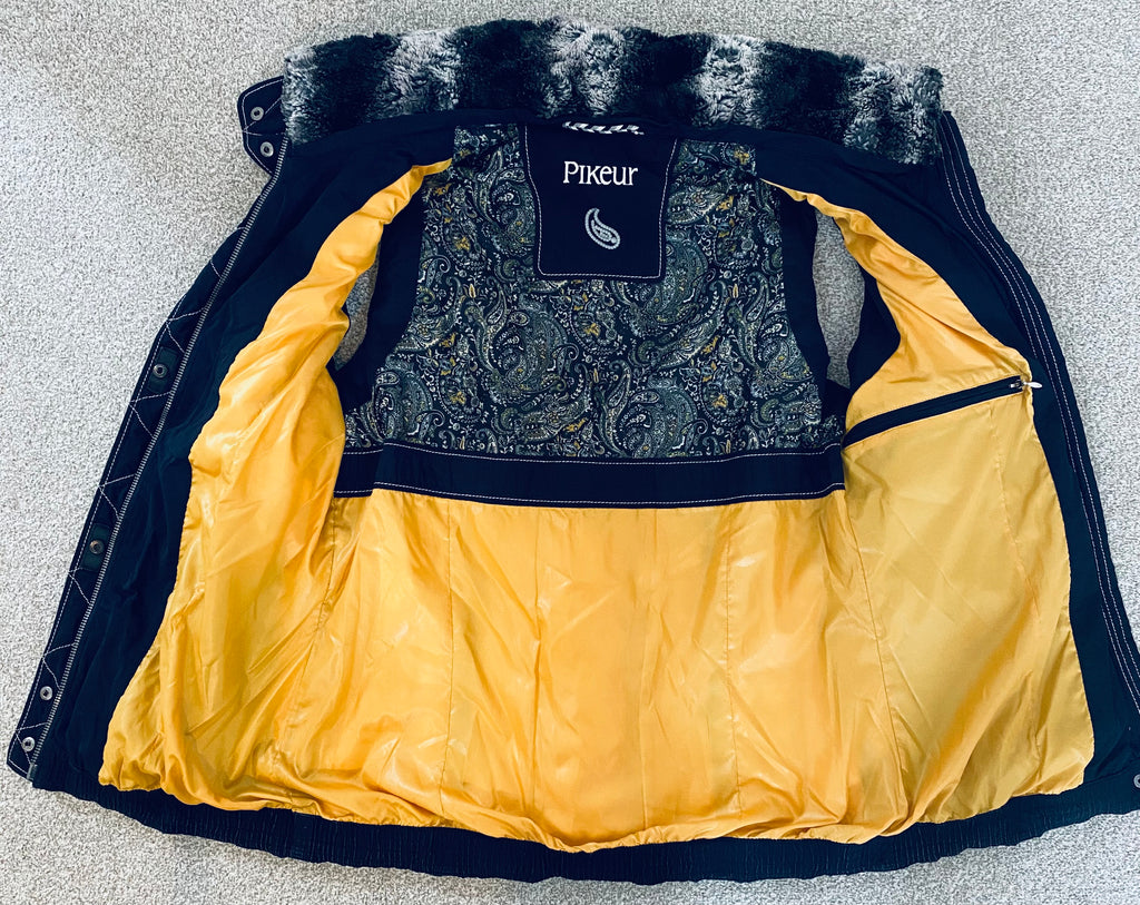 Pikeur Ladies Down Gilet Bodywarmer Navy Size 36 With Detachable Fur Collar