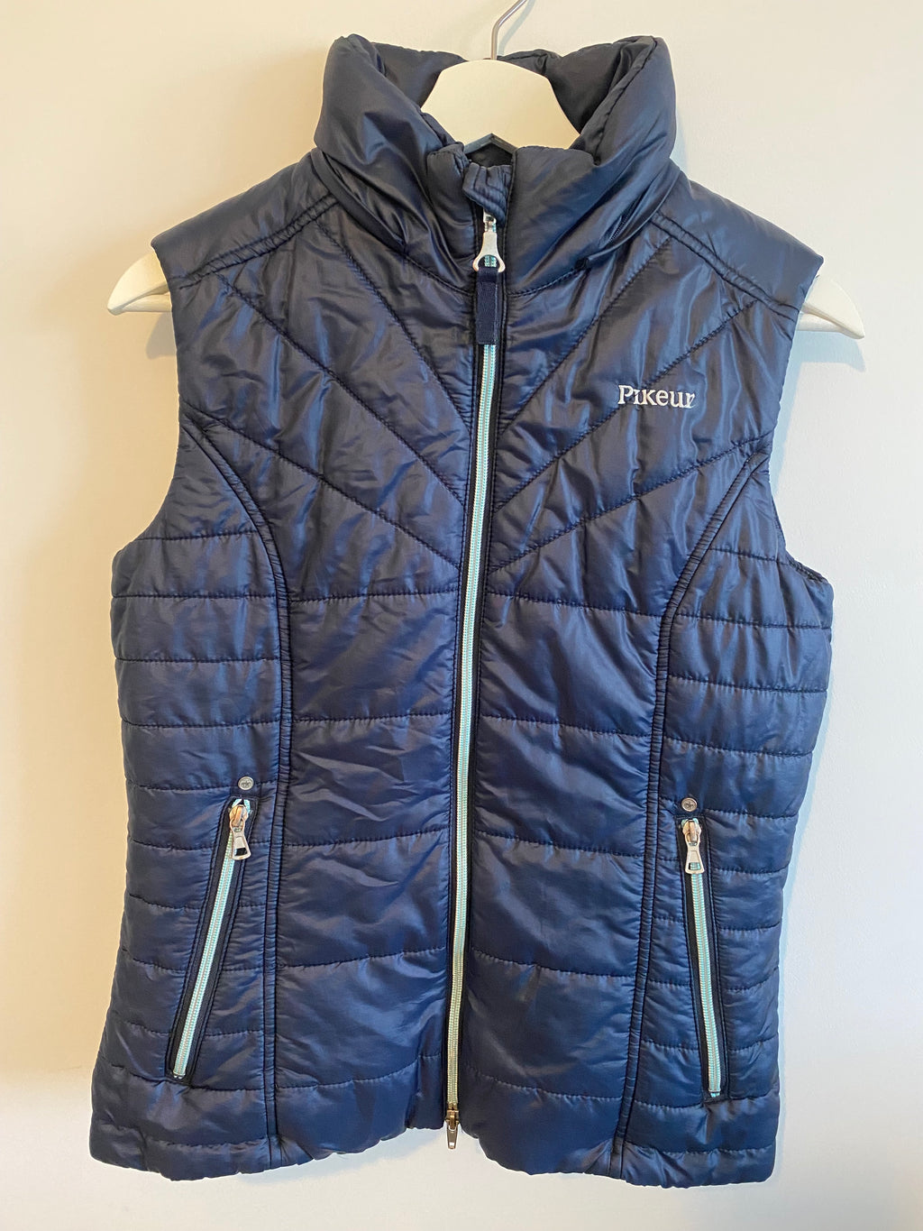 Pikeur Naira Ladies Quilted Riding Gilet Navy UK 8 EU 36 Detachable Faux Fur Hood