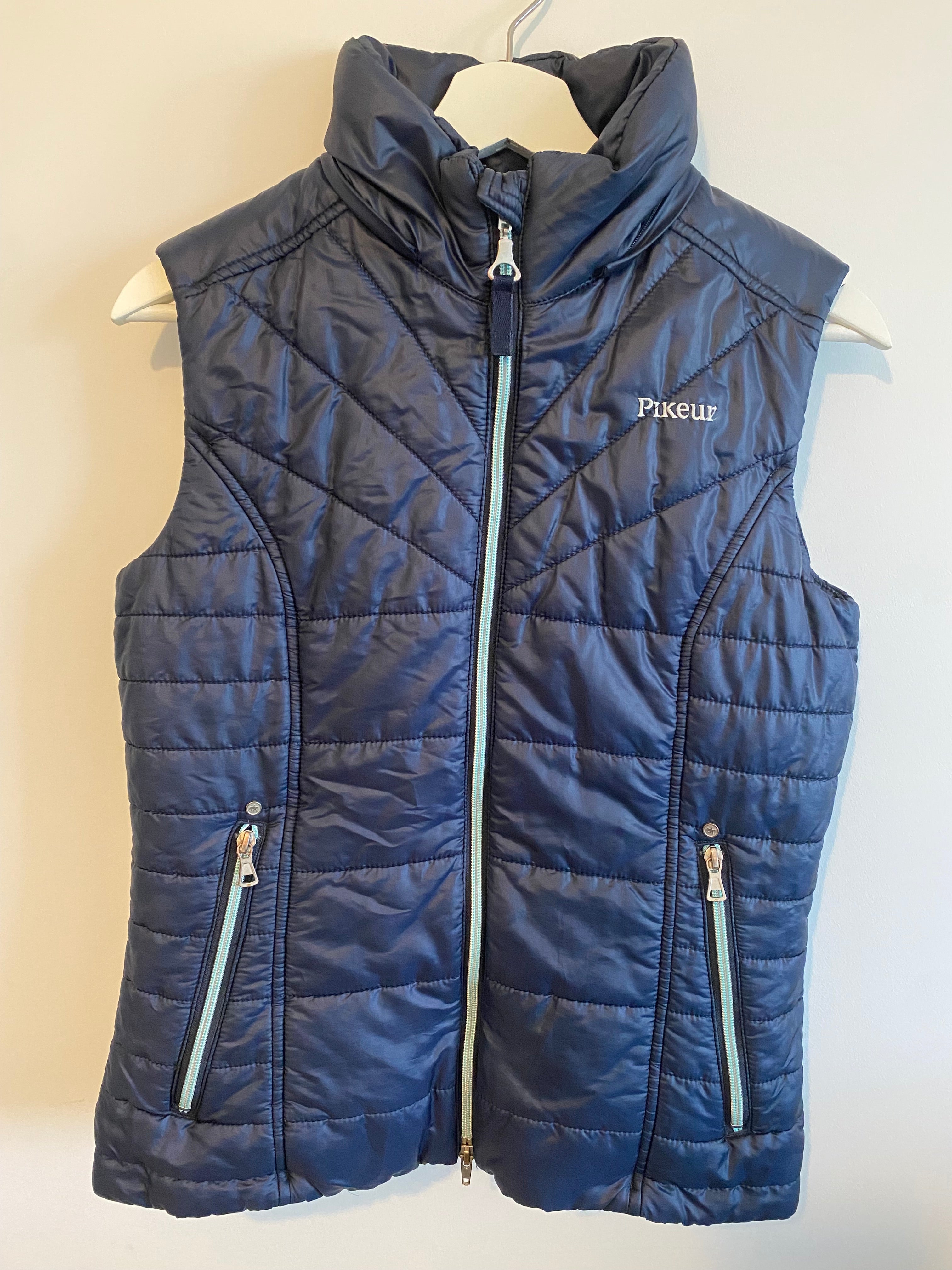 Pikeur Naira Ladies Quilted Riding Gilet Navy UK 8 EU 36 Detachable Faux Fur Hood