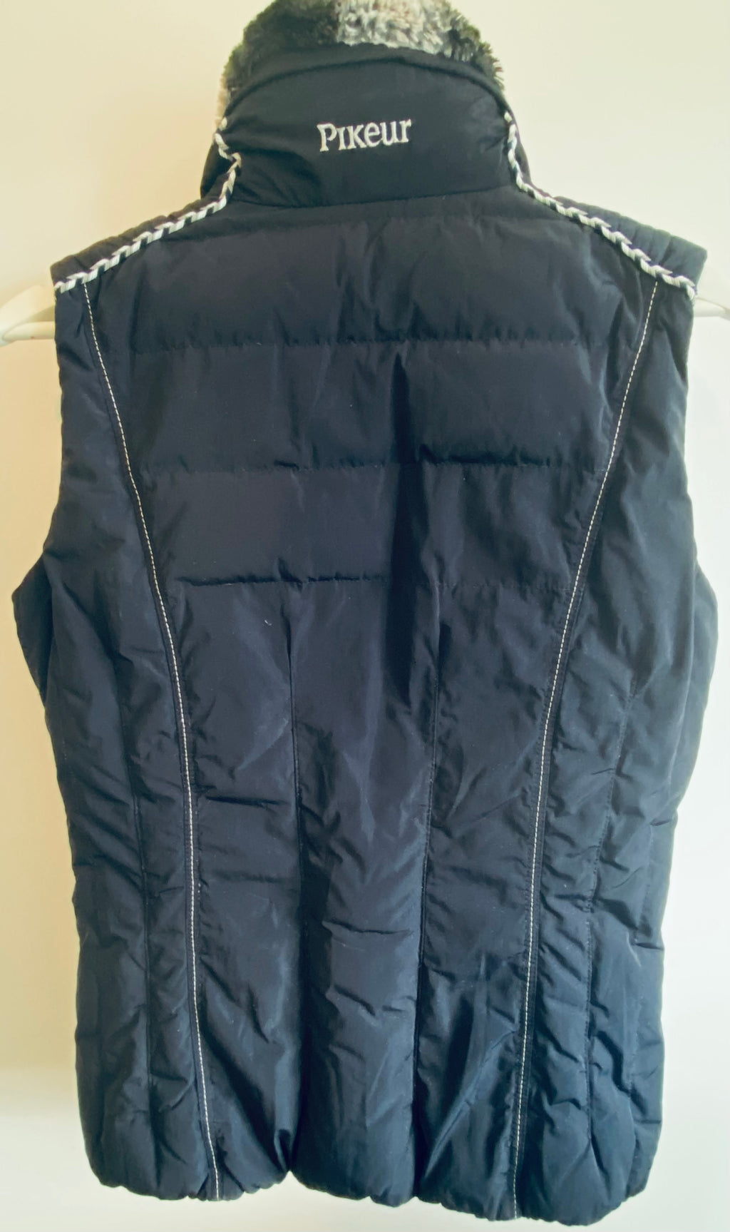 Pikeur Ladies Down Gilet Bodywarmer Navy Size 36 With Detachable Fur Collar