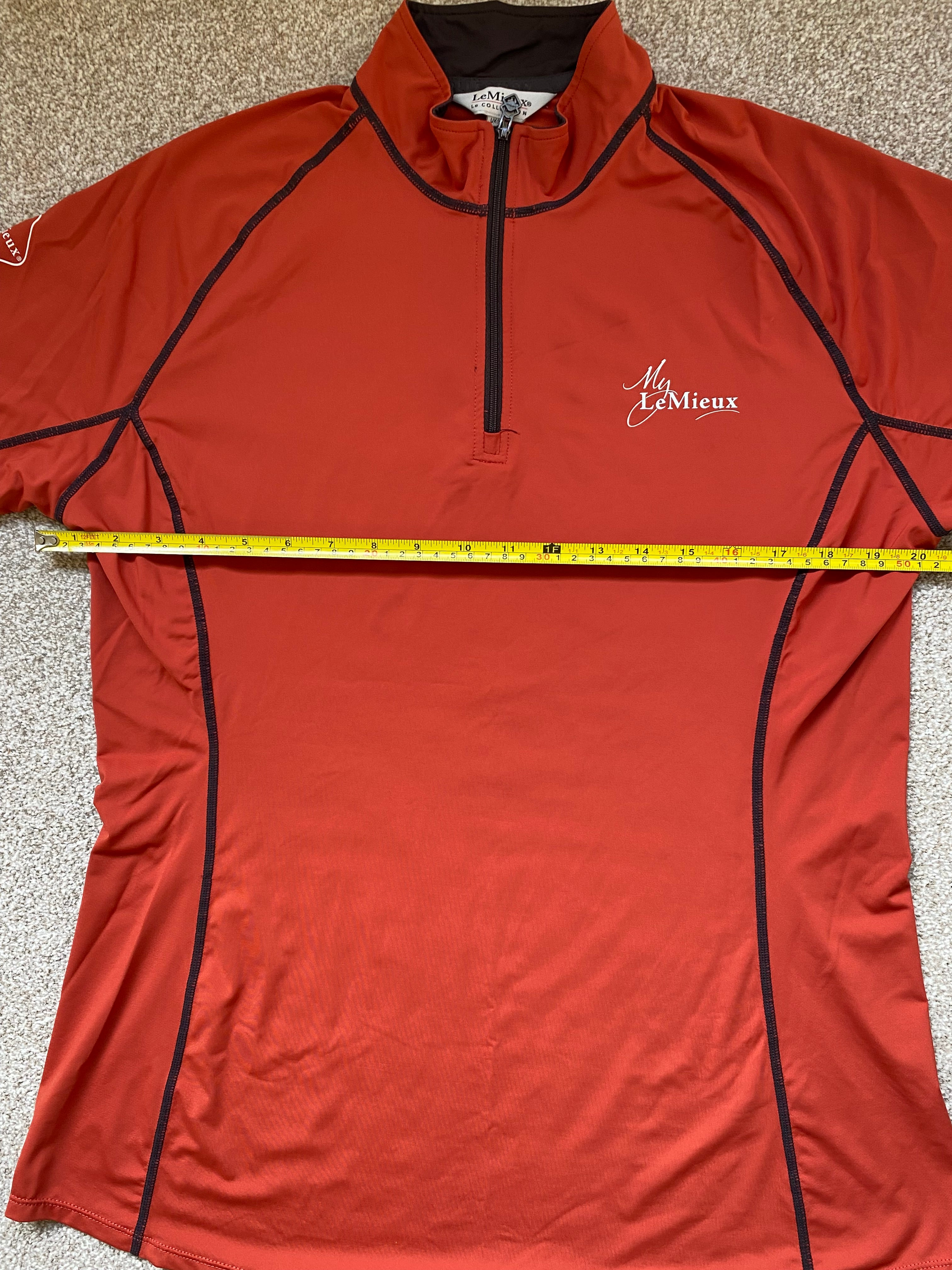 LeMieux Le Collection Base Layer Orange UK 16 EU 44 Long Sleeve 1/4 Zip