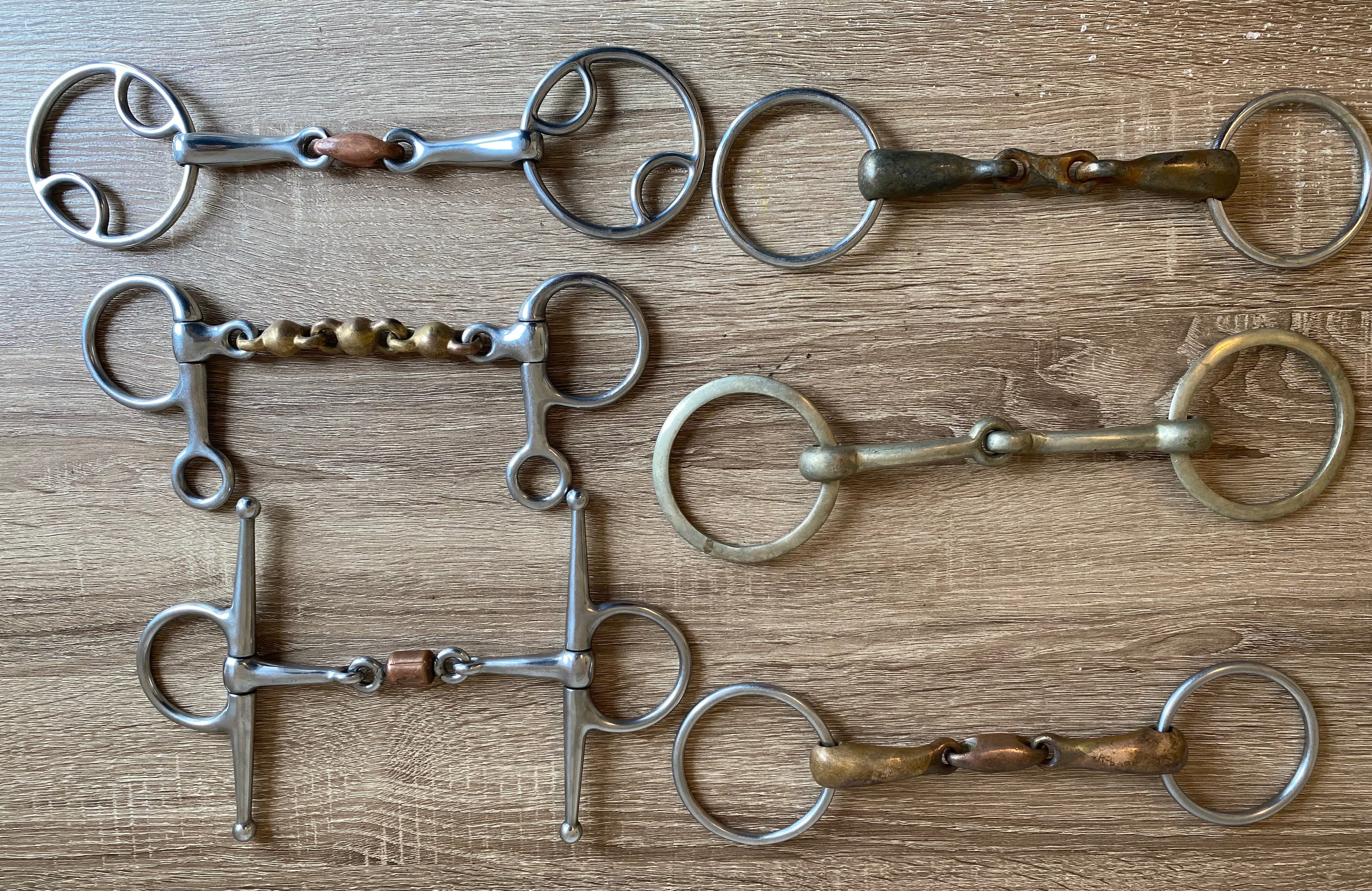 Mixed Horse Bit Bundle x6 Snaffle Pelham Copper Roller Used