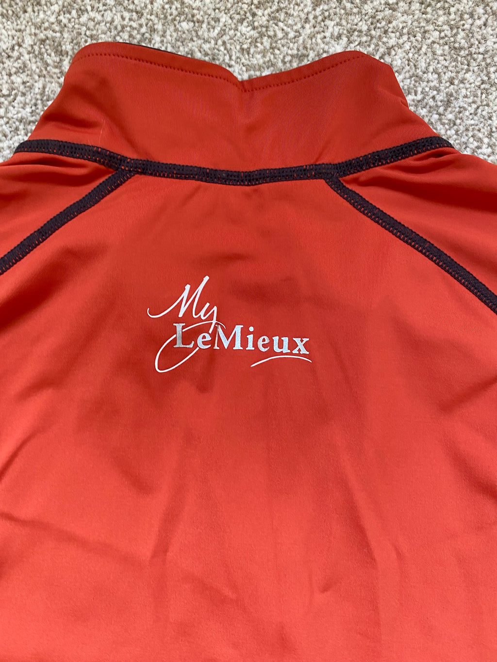 LeMieux Le Collection Base Layer Orange UK 16 EU 44 Long Sleeve 1/4 Zip