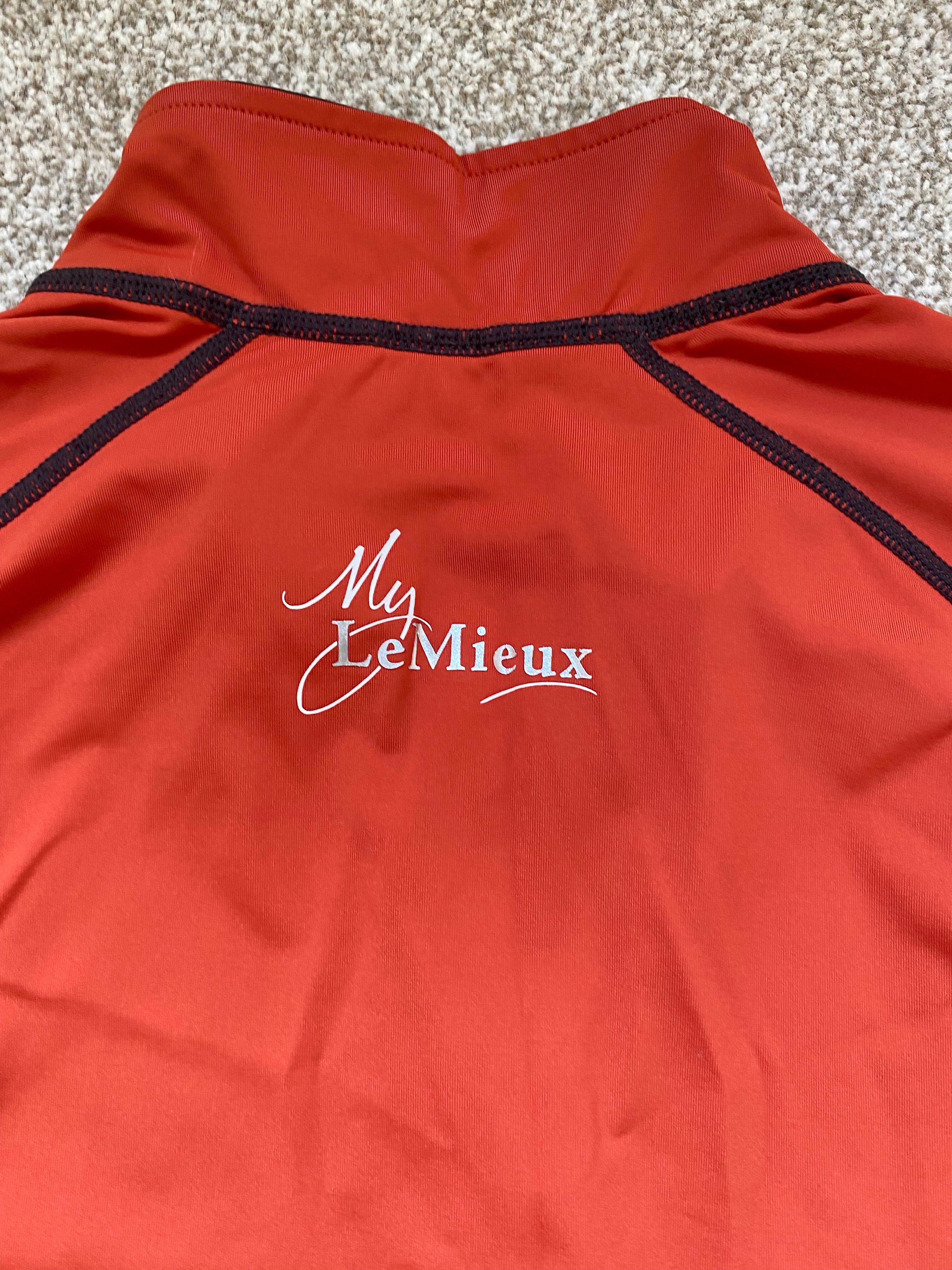 LeMieux Le Collection Base Layer Orange UK 16 EU 44 Long Sleeve 1/4 Zip