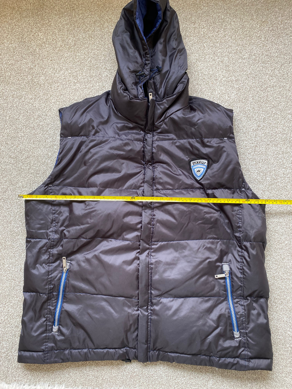 Pikeur Down Filled Hooded Gilet XXL Grey & Blue Equestrian Bodywarmer