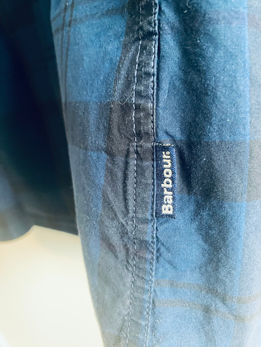 Barbour Dress Tartan Shirt Mens 3XL Blue Check Tailored Fit Long Sleeve