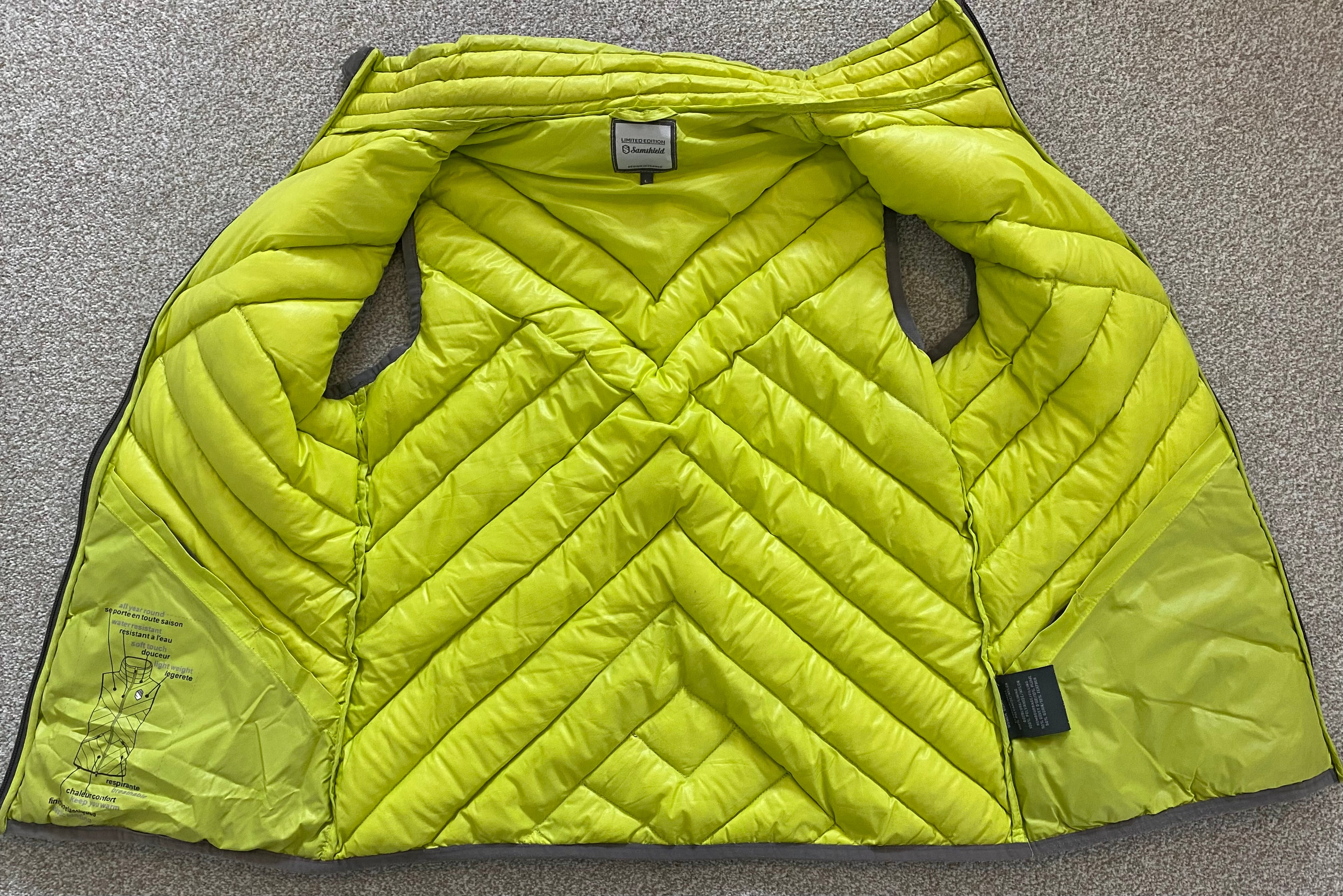 Samshield Limited Edition Down Gilet Women’s Large Grey Lime