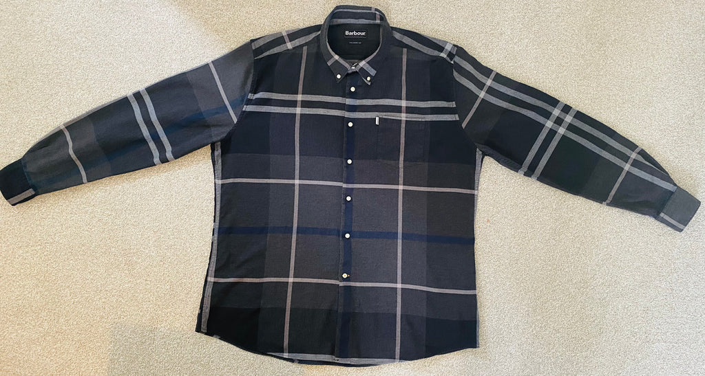 Barbour Dunoon Shirt Grey Check XXXL Tailored Fit Button Down Cotton