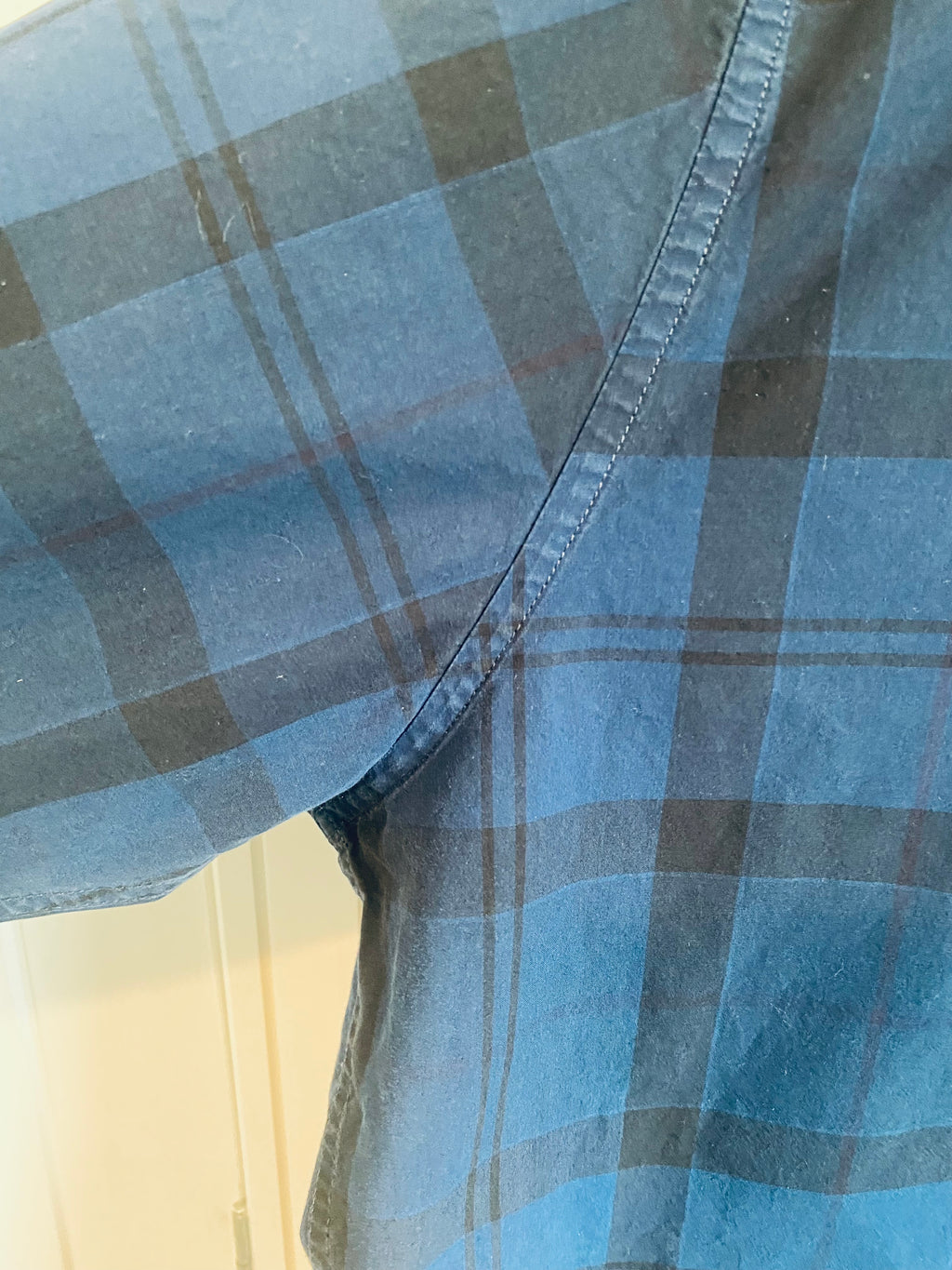Barbour Dress Tartan Shirt Mens 3XL Blue Check Tailored Fit Long Sleeve