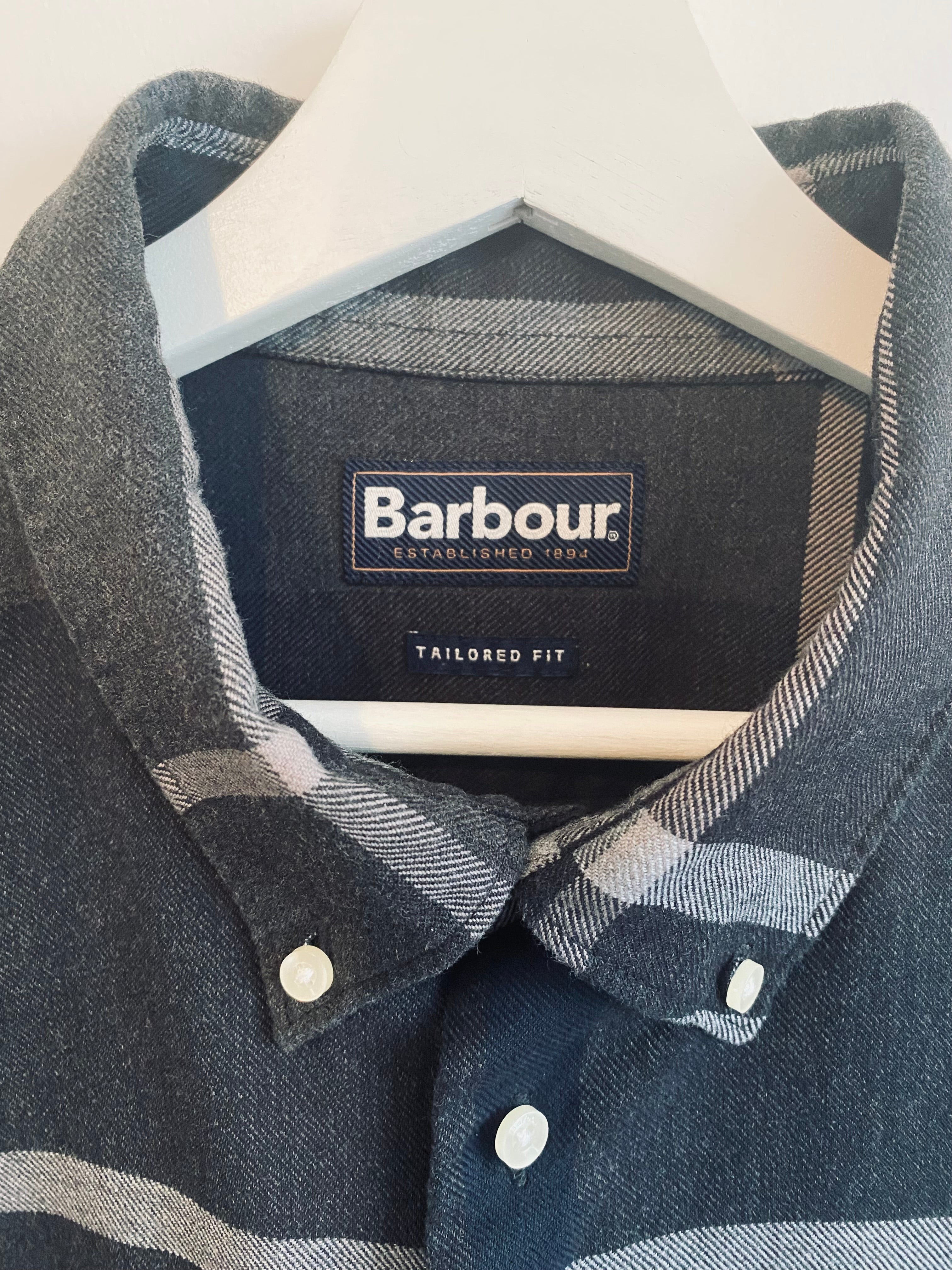 Barbour Dunoon Shirt Grey Check XXXL Tailored Fit Button Down Cotton