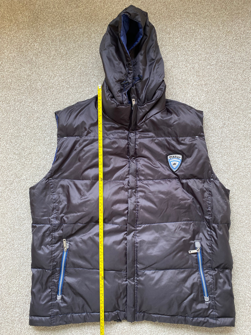 Pikeur Down Filled Hooded Gilet XXL Grey & Blue Equestrian Bodywarmer