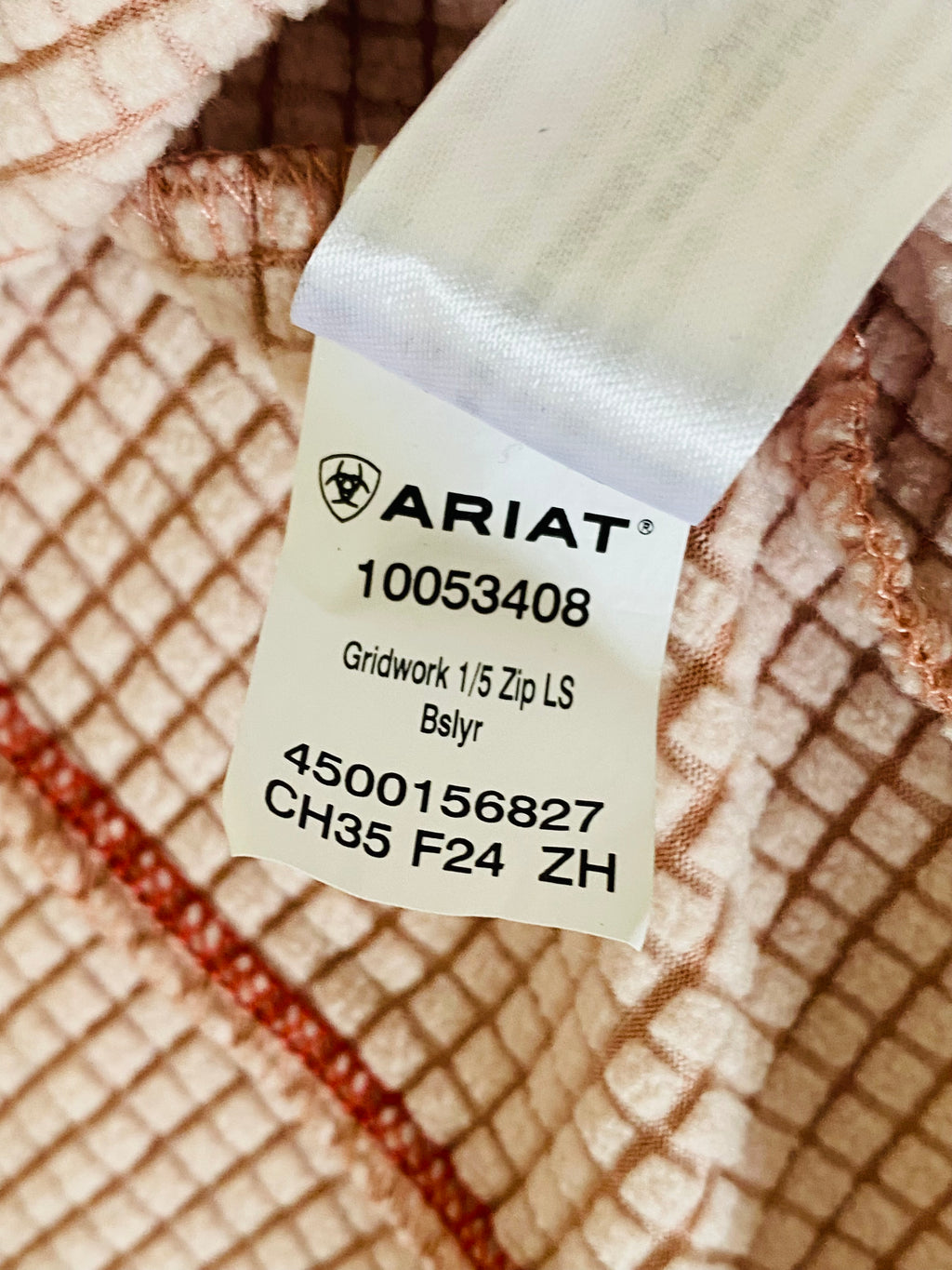 Ariat Gridwork 1/2 Zip Long Sleeve Base Layer Top Pink Womens XS AriatTEK